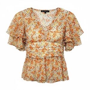 Zara Floral Blouse with Orange Print